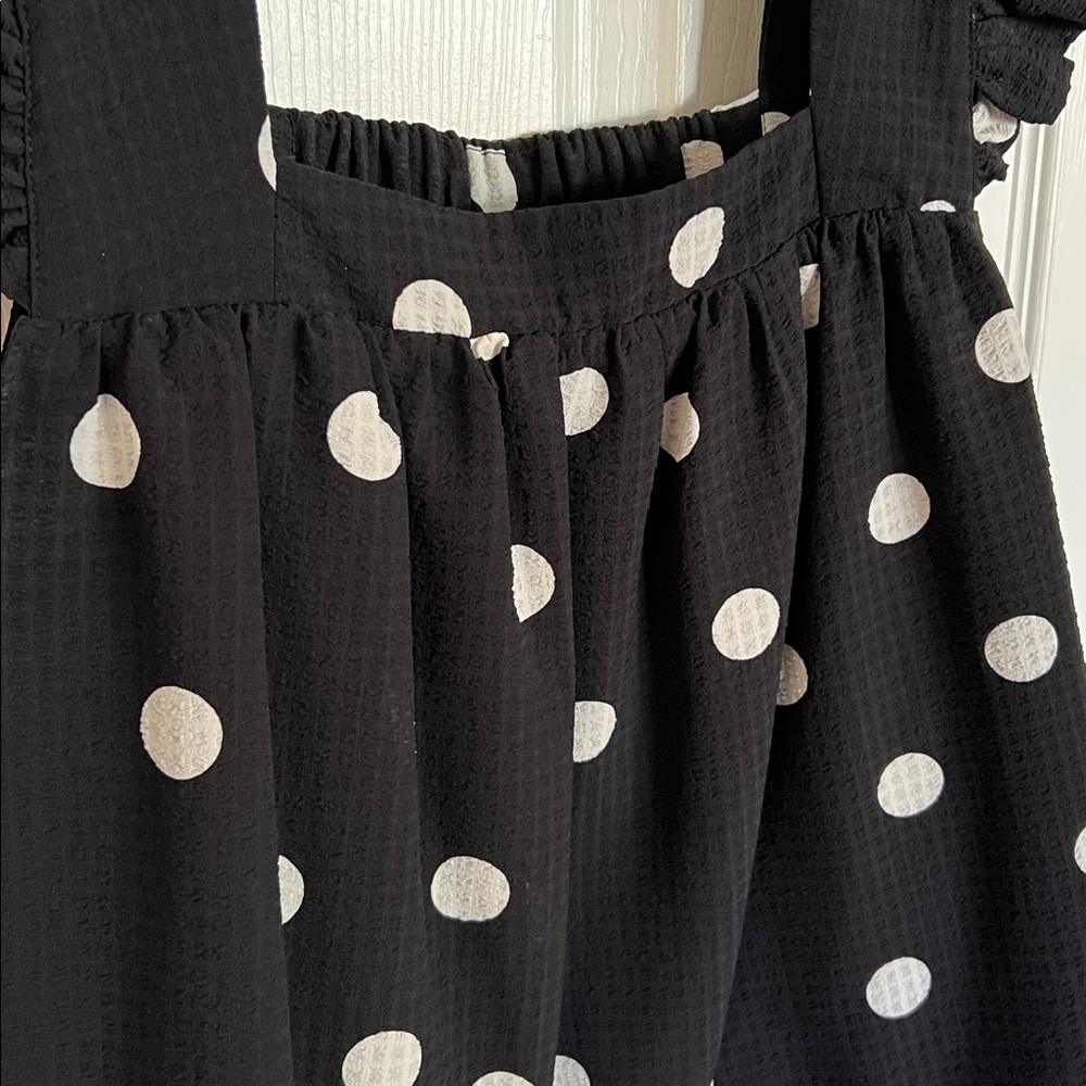 Scoop Polka Dot Ruffle Cropped Tank Top M - Picture 3 of 5